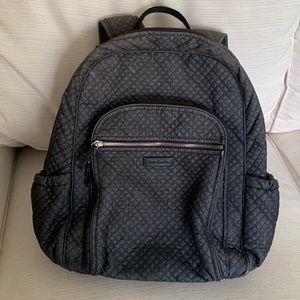 Vera Bradley Iconic Campus backpack charcoal color quilted denim with 3 pockets
